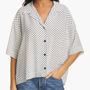 Rag & Bone White and Black Boxy Button Down Shirt